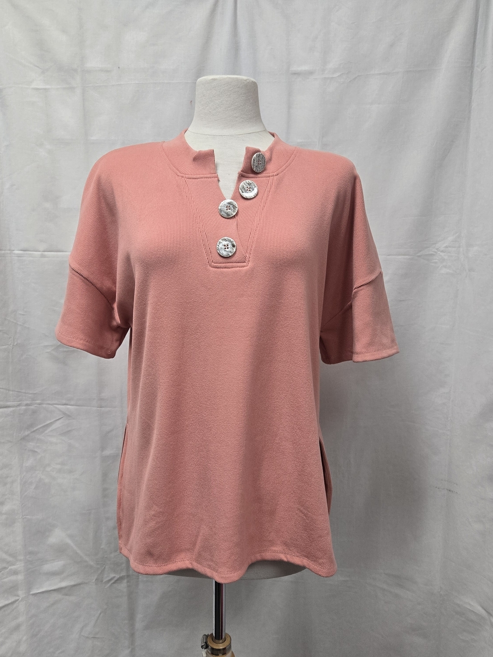Coco + Carmen Pink Short-Sleeve Knit Blouse